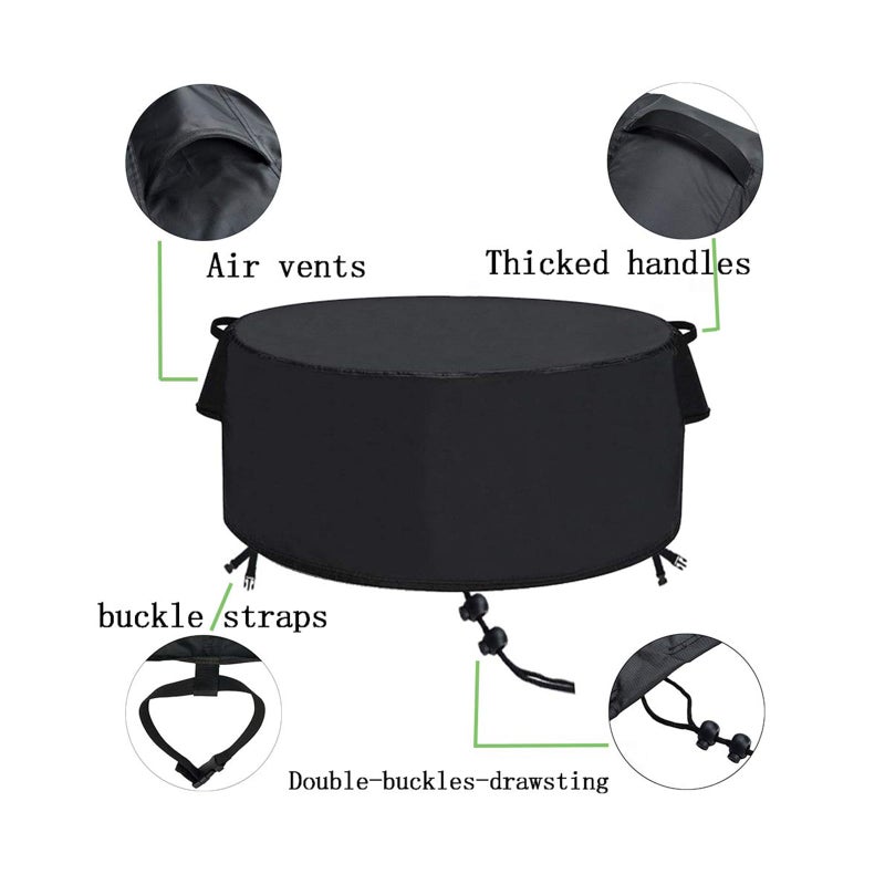 TheElves Fire Pit Cover, Round Firepit Covers Waterproof for Outdoor Fire Pit, Windproof Heavy Duty Covers for Propane Firepit & Fire Bowl & Fire Ring & Patio Round Table - 60''Dia x 23''H (Upgraded) - Image 2